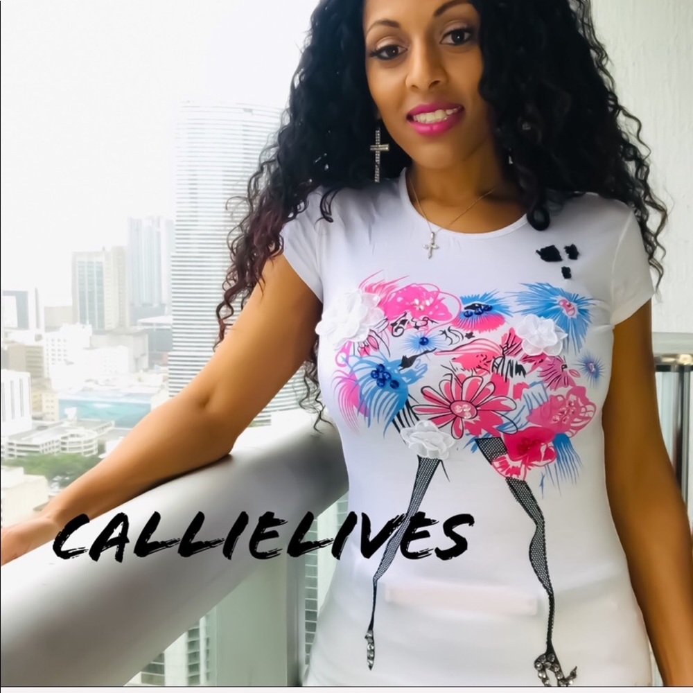 Callie Can Can: Rhinestone Embellished Floral Top - Picture 6 of 8